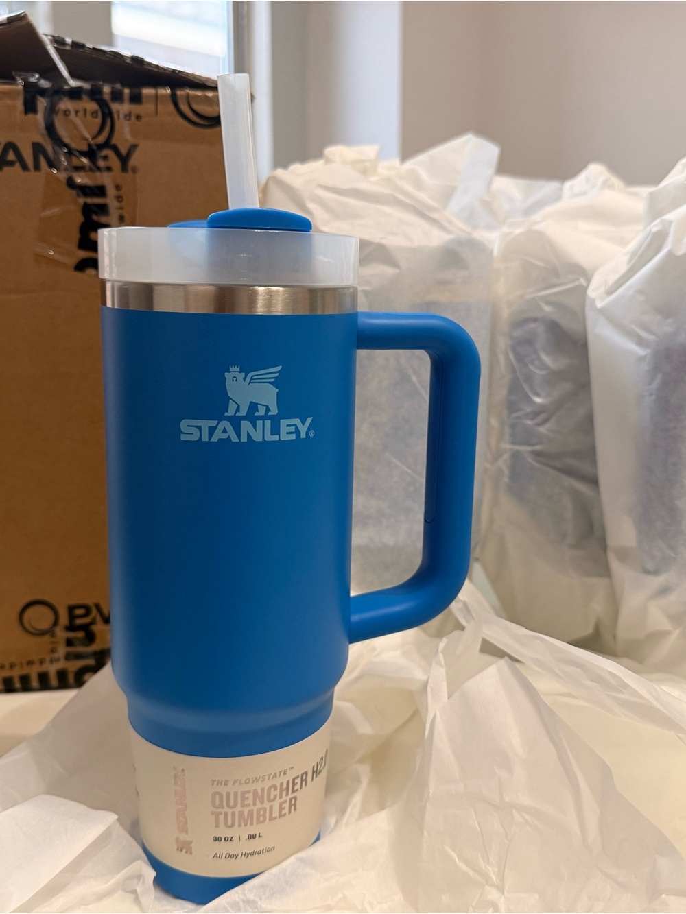 Stanley Quencher H2.0 FlowState 30 oz Blue Tumbler with Handle & Straw – New
